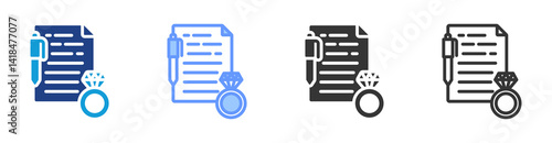 Prenuptial Agreement icon set multiple style collection