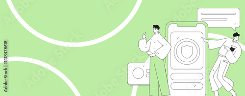 Virtual characters social communication concept business flat vector hand drawn illustration
