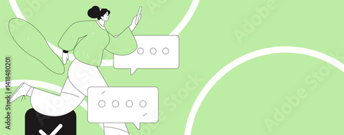 Virtual characters social communication concept business flat vector hand drawn illustration
