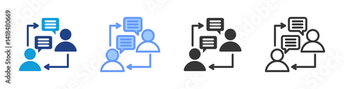 Communication icon set multiple style collection