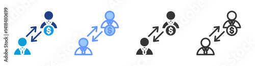 Business Mentor icon set multiple style collection