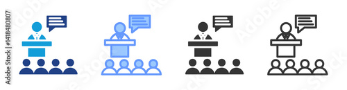 Business Conference icon set multiple style collection
