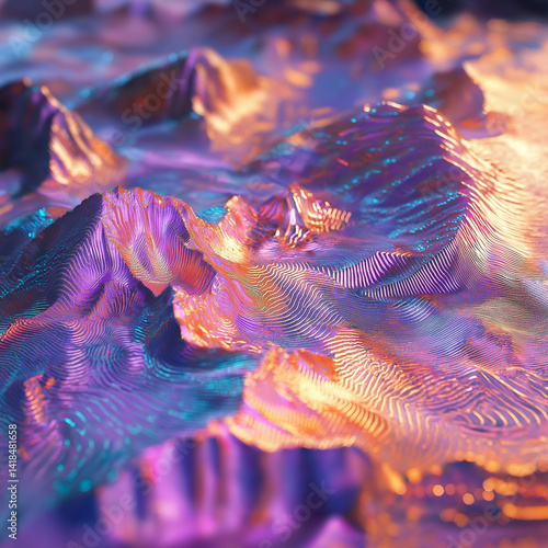 Iridescent Digital Terrain Waves