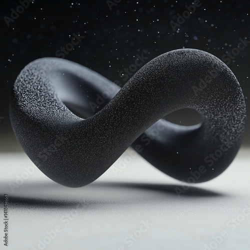 Floating Infinity Loop Made of Black Sand