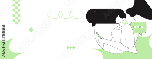 Virtual characters social communication concept business flat vector hand drawn illustration
