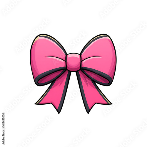 pink ribbon bow emoji illustration isolated