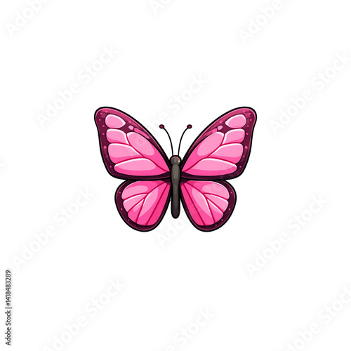 pink butterfly emoji wings open flat icon