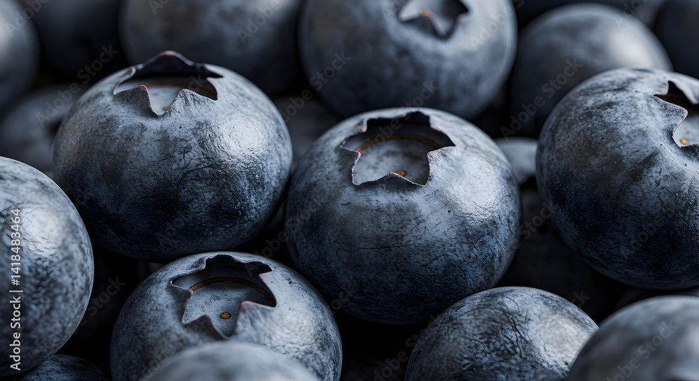 Obraz premium Close Up Of Ripe Blueberries Bursting With Nutritional Goodness