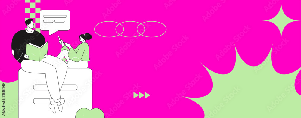 Virtual characters social communication concept business flat vector hand drawn illustration
Virtual characters social communication concept business flat vector hand drawn illustration