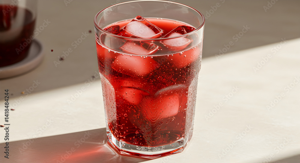 custom made wallpaper toronto digitalRefreshing Red Drink With Ice Cubes In A Glass On White Table