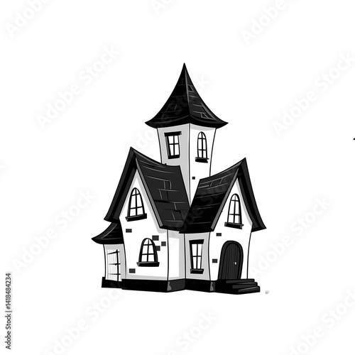 haunted house bats halloween illustration Transparent background