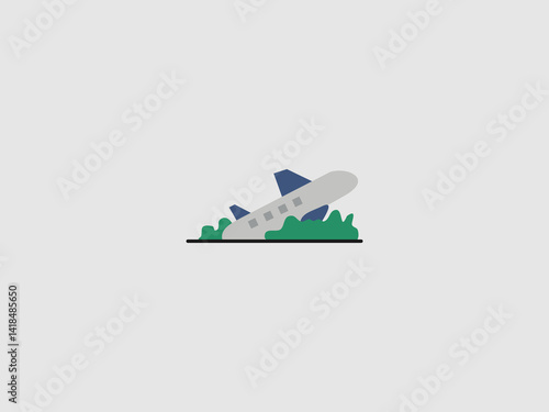  a cartoon style depiction of a crashed airplane