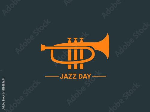 an orange silhouette of a trumpet centered