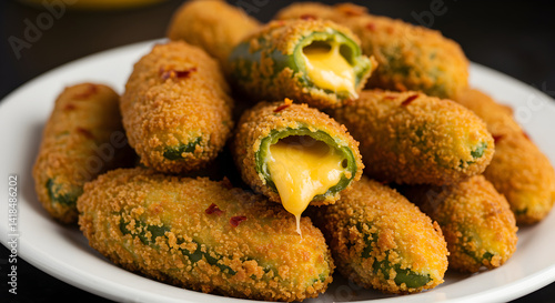 Delicious Jalapeno Poppers With Melted Cheese On A White Plate