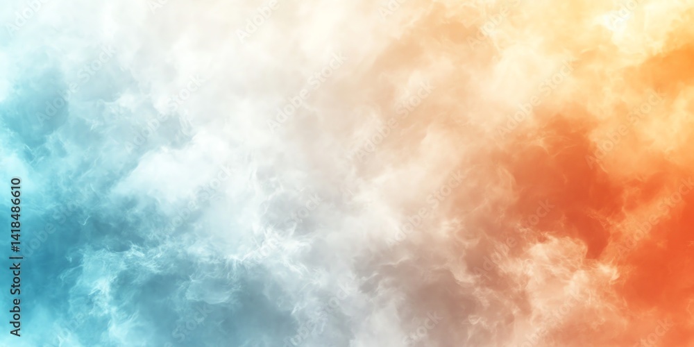 Fototapeta premium Dreamy blue and orange clouds create a soft, ethereal background perfect for websites, presentations, or digital art projects.