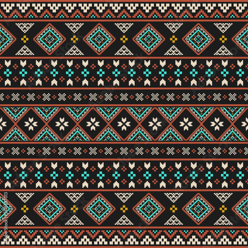 Southwest Native seamless pattern ethnic tribal Aztec geometric Navajo Native American fabric colorful design vector for textile print