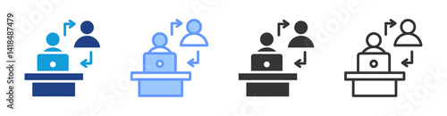 Job Shadowing icon set multiple style collection