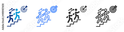 Coaching icon set multiple style collection