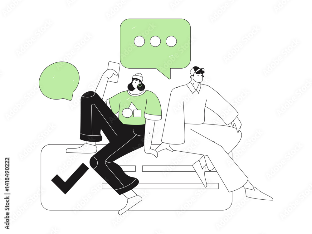 Virtual characters social communication concept business flat vector hand drawn illustration
Virtual characters social communication concept business flat vector hand drawn illustration