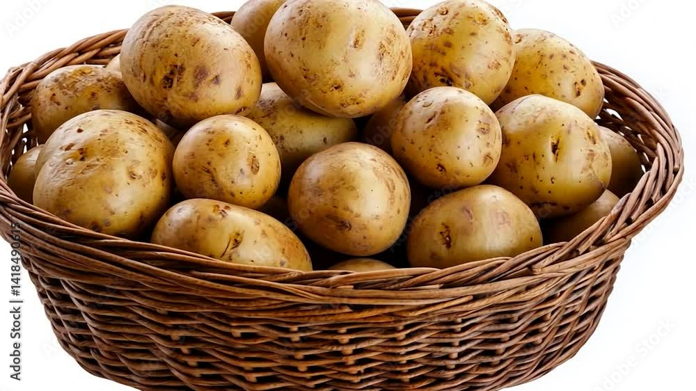 Fresh potatoes in a wicker basket Fresh potatoes in a wicker basket
