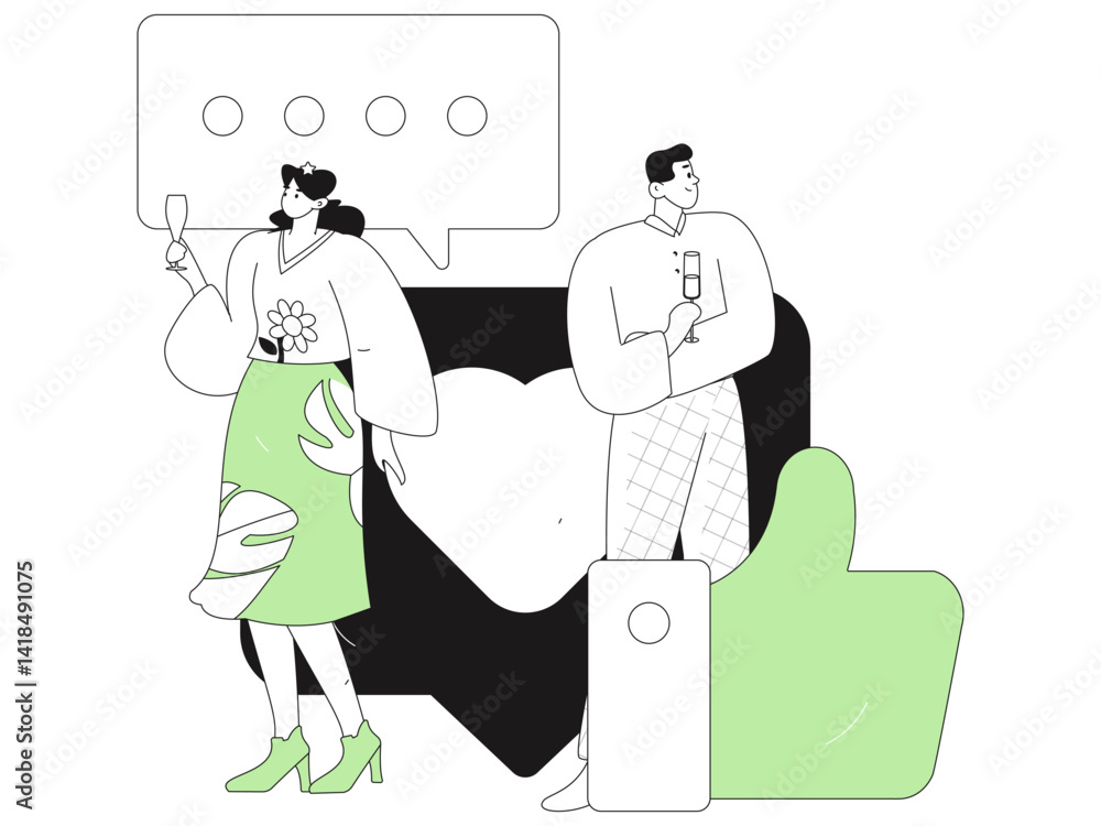 Virtual characters social communication concept business flat vector hand drawn illustration
Virtual characters social communication concept business flat vector hand drawn illustration