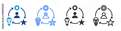 Competency icon set multiple style collection