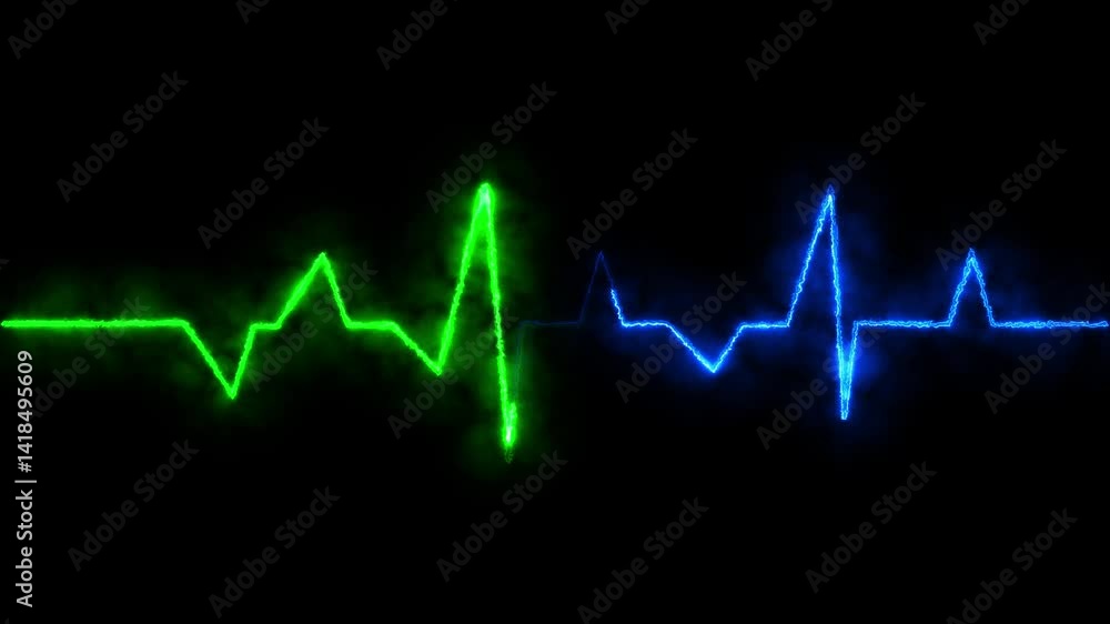 neon ecg line animation video on a black background. Heartbeat. neon ecg line animation video on a black background. Heartbeat.