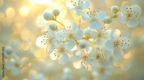 Spring blossoms, sunlight, soft focus, bokeh background