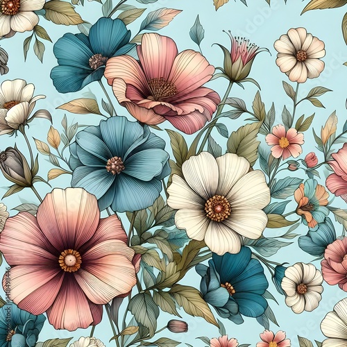 Wallpaper Mural watercolor flowers illustration Torontodigital.ca