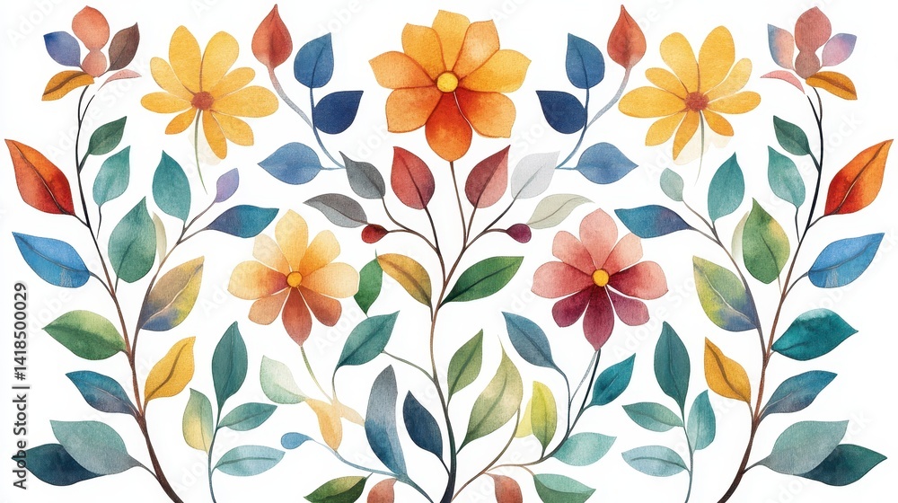 A colorful painting of flowers with a white background A colorful painting of flowers with a white background