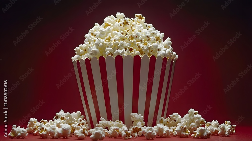 Deliciously Buttery Popcorn in a Classic Red and White Stripe Bucket Deliciously Buttery Popcorn in a Classic Red and White Stripe Bucket