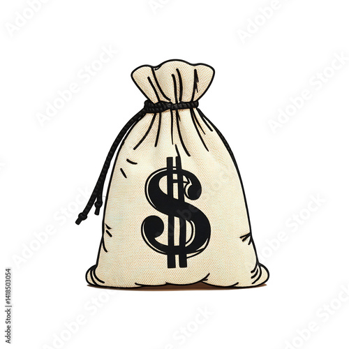 money bag financial success dollar sign symbol on Transparent background