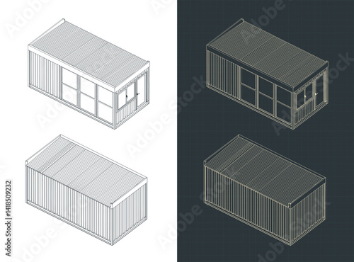 Container office isometric drawings