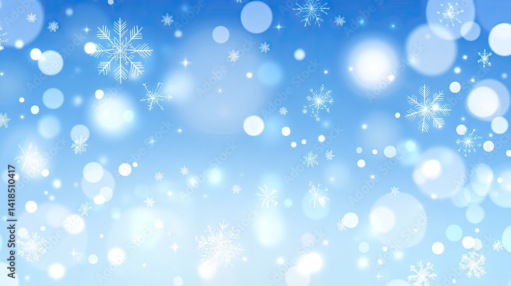A winter wonderland background with falling snowflakes and light bokeh. A winter wonderland background with falling snowflakes and light bokeh.