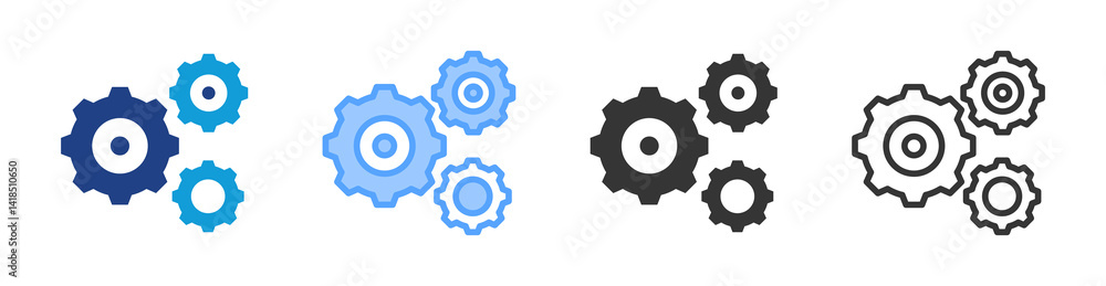 Machines icon set multiple style collection Machines icon set multiple style collection