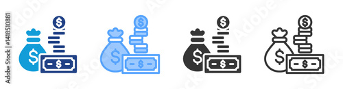 Finance icon set multiple style collection
