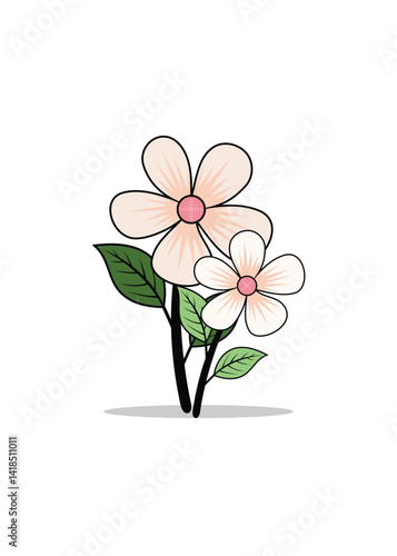 Wallpaper Mural simple flower illustration in soft colors. Torontodigital.ca