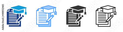 Course Materials icon set multiple style collection