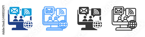 Sosial Media Disussions icon set multiple style collection