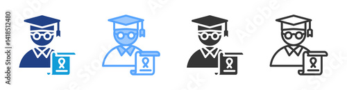 Professors icon set multiple style collection