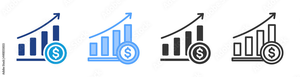 Economic Growth icon set multiple style collection Economic Growth icon set multiple style collection