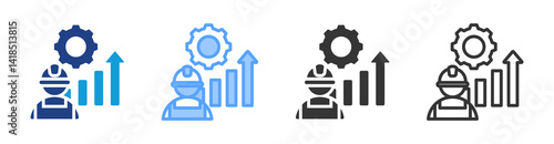 Labor Productivity icon set multiple style collection