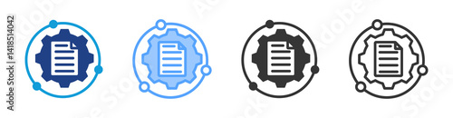 Management System icon set multiple style collection