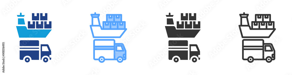 Naklejka premium Transportation icon set multiple style collection