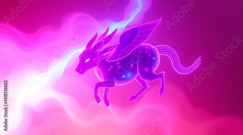 Glowing Purple Unicorn Leaps Through Nebula.......