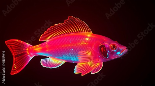 Wallpaper Mural Neon Fish Glowing in the Dark..................... Torontodigital.ca