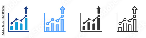 Statistic icon set multiple style collection