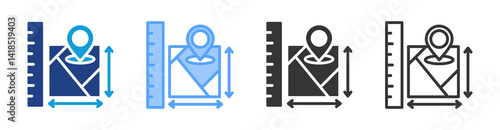 Spatial Measurement icon set multiple style collection