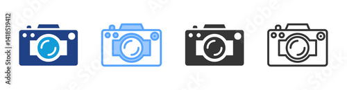 Photography icon set multiple style collection