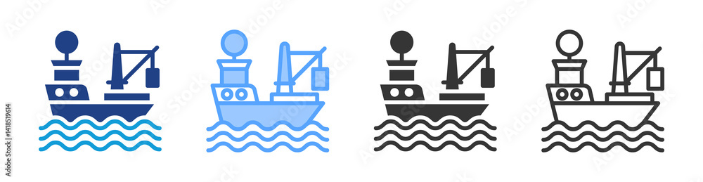 Fototapeta premium Vessel Safety Survey icon set multiple style collection